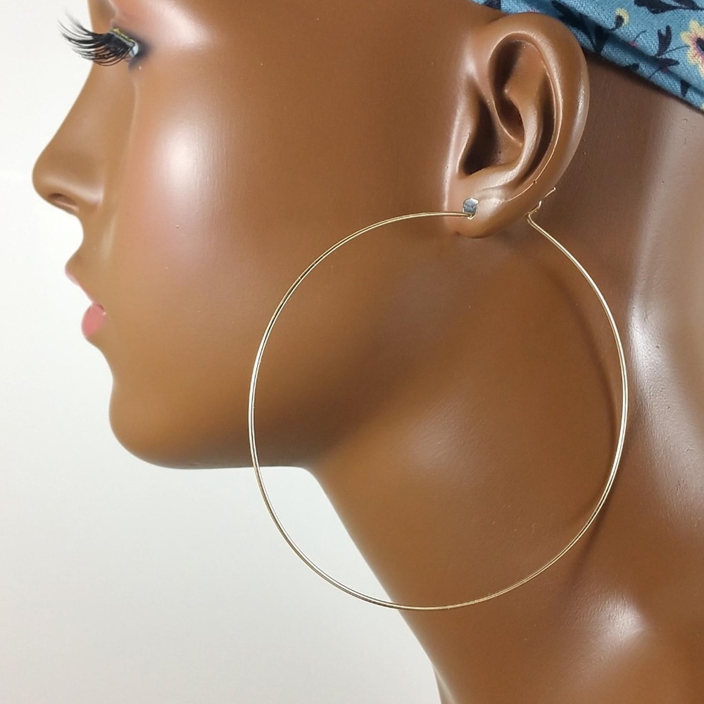 3 Inch 14k Gold Filled Hoops Pierced Earrings NEW